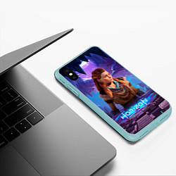 Чехол iPhone XS Max матовый Horizon Aloy Элой Forbidden West, цвет: 3D-мятный — фото 2