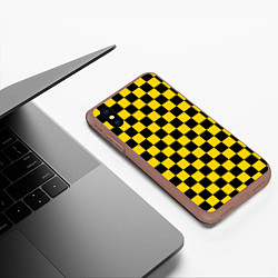 Чехол iPhone XS Max матовый Такси Шахматные Клетки, цвет: 3D-коричневый — фото 2