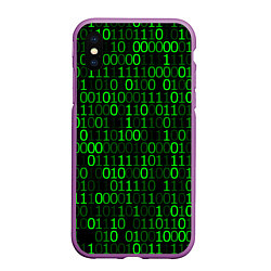 Чехол iPhone XS Max матовый Бинарный Код Binary Code, цвет: 3D-фиолетовый