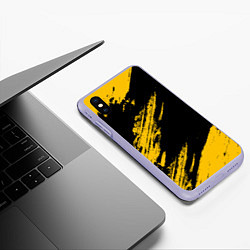 Чехол iPhone XS Max матовый BLACK AND YELLOW GRUNGE ГРАНЖ, цвет: 3D-светло-сиреневый — фото 2