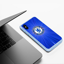 Чехол iPhone XS Max матовый Chelsea football club, цвет: 3D-голубой — фото 2