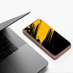 Чехол iPhone XS Max матовый Black and yellow grunge, цвет: 3D-коричневый — фото 2