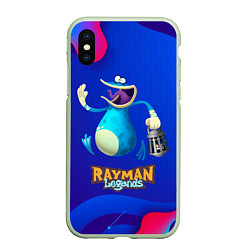 Чехол iPhone XS Max матовый Синий globox Rayman, цвет: 3D-салатовый