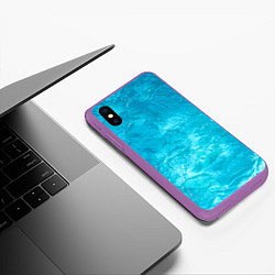 Чехол iPhone XS Max матовый Голубой океан Голубая вода, цвет: 3D-фиолетовый — фото 2