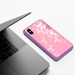 Чехол iPhone XS Max матовый Цветущая ива, цвет: 3D-фиолетовый — фото 2