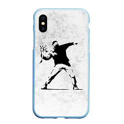 Чехол iPhone XS Max матовый BANKSY БУНТ RIOT БЭНКСИ, цвет: 3D-голубой