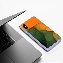 Чехол iPhone XS Max матовый Зеленые дюны, цвет: 3D-светло-сиреневый — фото 2