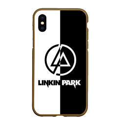 Чехол iPhone XS Max матовый Linkin Park ЧБ, цвет: 3D-коричневый