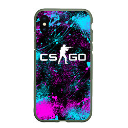 Чехол iPhone XS Max матовый КС ГО НЕОН CS GO NEON, цвет: 3D-темно-зеленый