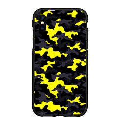 Чехол iPhone XS Max матовый Black Camo, цвет: 3D-черный