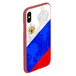 Чехол iPhone XS Max матовый Российский герб: триколор, цвет: 3D-красный — фото 2