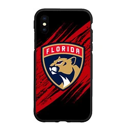 Чехол iPhone XS Max матовый Florida Panthers, Флорида Пантерз, NHL, цвет: 3D-черный