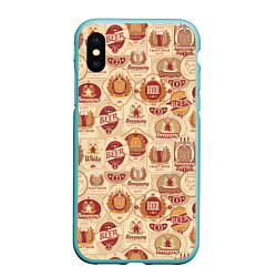 Чехол iPhone XS Max матовый Пивные Этикетки Beer, цвет: 3D-мятный