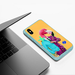 Чехол iPhone XS Max матовый Деловой фламинго, цвет: 3D-мятный — фото 2