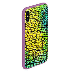 Чехол iPhone XS Max матовый Кожа ящерицы, цвет: 3D-фиолетовый — фото 2