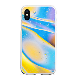 Чехол iPhone XS Max матовый Градиент Жёлто-Голубая Абстракция, цвет: 3D-белый