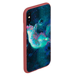 Чехол iPhone XS Max матовый Котенок в космосе, цвет: 3D-красный — фото 2