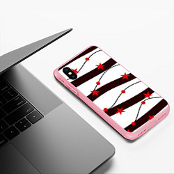 Чехол iPhone XS Max матовый Красные Звезды На Волнах, цвет: 3D-баблгам — фото 2