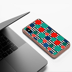 Чехол iPhone XS Max матовый Геометрический разноцветный узор, цвет: 3D-коричневый — фото 2