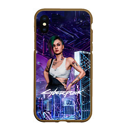 Чехол iPhone XS Max матовый Judy Cyberpunk2077 Джуди, цвет: 3D-коричневый