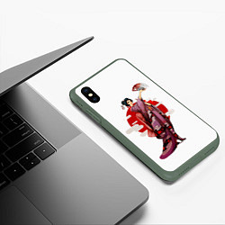 Чехол iPhone XS Max матовый Гейша Нико Робин, цвет: 3D-темно-зеленый — фото 2