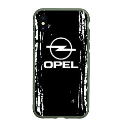 Чехол iPhone XS Max матовый Opel соты, цвет: 3D-темно-зеленый