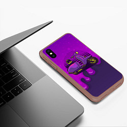 Чехол iPhone XS Max матовый Фиолетовый мопед, цвет: 3D-коричневый — фото 2