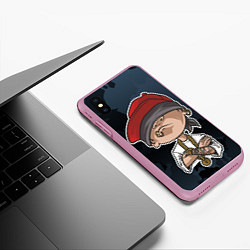 Чехол iPhone XS Max матовый Пацанчик с татухами, цвет: 3D-розовый — фото 2