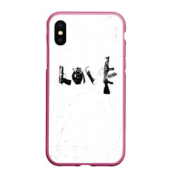 Чехол iPhone XS Max матовый Banksy Бэнкси LOVE, цвет: 3D-малиновый