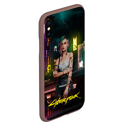 Чехол iPhone XS Max матовый Judy cyberpunk2077, цвет: 3D-коричневый — фото 2