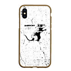 Чехол iPhone XS Max матовый Banksy крыса в очках, цвет: 3D-коричневый