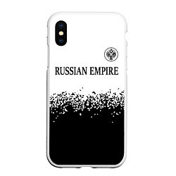 Чехол iPhone XS Max матовый RUSSIAN EMPIRE - ГЕРБ Спрей, цвет: 3D-белый