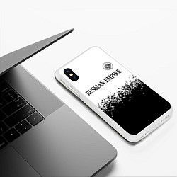 Чехол iPhone XS Max матовый RUSSIAN EMPIRE - ГЕРБ Спрей, цвет: 3D-белый — фото 2