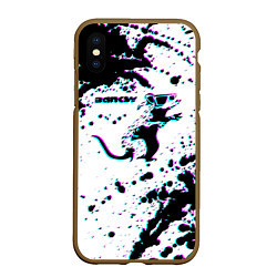 Чехол iPhone XS Max матовый BANKSY БЭНКСИ крыса в очках глитч, цвет: 3D-коричневый