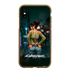 Чехол iPhone XS Max матовый Panam Панам Cyberpunk2077, цвет: 3D-коричневый