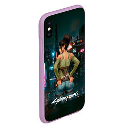 Чехол iPhone XS Max матовый Panam Панам Cyberpunk2077, цвет: 3D-сиреневый — фото 2