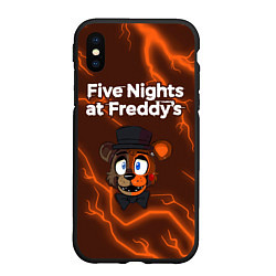 Чехол iPhone XS Max матовый FNAF - ФРЕДДИ - Молнии, цвет: 3D-черный