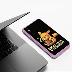 Чехол iPhone XS Max матовый Пикачу без кофе не работаем, цвет: 3D-сиреневый — фото 2