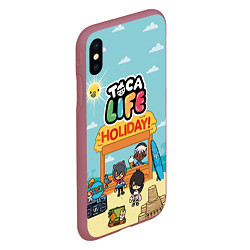 Чехол iPhone XS Max матовый Toca Life Holiday!, цвет: 3D-малиновый — фото 2