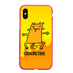 Чехол iPhone XS Max матовый Спокойствие Спокойный кот, цвет: 3D-красный