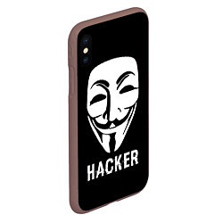 Чехол iPhone XS Max матовый HACKER Маска V, цвет: 3D-коричневый — фото 2