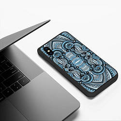 Чехол iPhone XS Max матовый Абстрактный узор в дудл стиле Рисунок от руки Лини, цвет: 3D-черный — фото 2