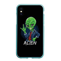 Чехол iPhone XS Max матовый ALIEN ИНОПЛАНЕТЯНИН, цвет: 3D-мятный