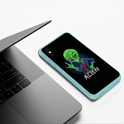 Чехол iPhone XS Max матовый ALIEN ИНОПЛАНЕТЯНИН, цвет: 3D-мятный — фото 2