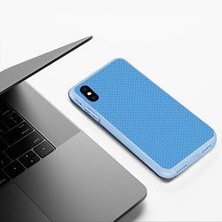 Чехол iPhone XS Max матовый Вязаный узор голубого цвета, цвет: 3D-голубой — фото 2