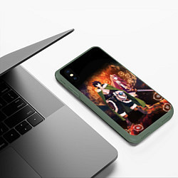 Чехол iPhone XS Max матовый Рафталия и Наофуми, цвет: 3D-темно-зеленый — фото 2