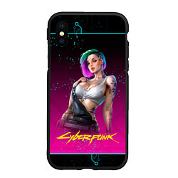 Чехол iPhone XS Max матовый Judy Cyberpunk2077, цвет: 3D-черный