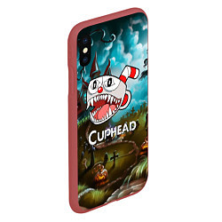 Чехол iPhone XS Max матовый Cuphead Zombie, цвет: 3D-красный — фото 2