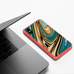 Чехол iPhone XS Max матовый Маскировочный мраморный принт, цвет: 3D-красный — фото 2