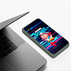 Чехол iPhone XS Max матовый JANET ДЖАНЕТ BRAWLSTARS, цвет: 3D-темно-зеленый — фото 2